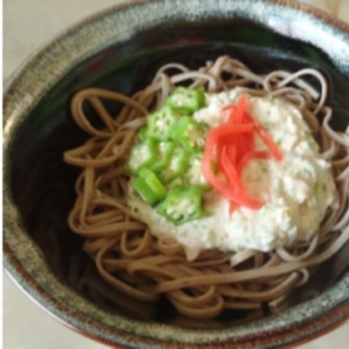 オクラのネバネバが胃腸に優しい！冷たいお蕎麦です。